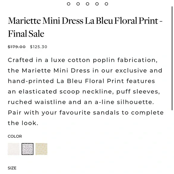 NWT Faithfull the Brand Mariette Mini Dress La Bleu Floral Print - Size Medium - Picture 5 of 12